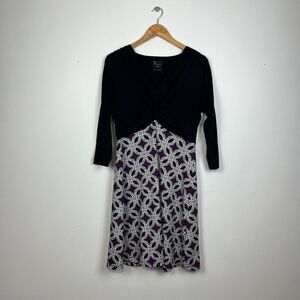 Title Nine Dress Medium Purple V Neck Twist Front Geometric Stretch Active